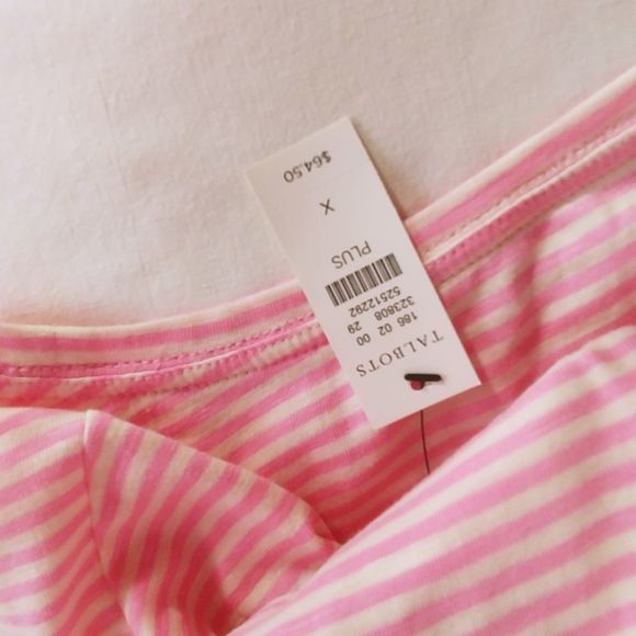 Talbots T Shirt Size X Plus Pink Stripe - Picture 5 of 5